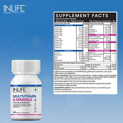 Inlife Multivitamin and Minerals Supplement with Ginseng, Grape Seed ...