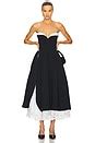 Helsa The Finale Midi Dress With Lace & Poplin in Black | REVOLVE