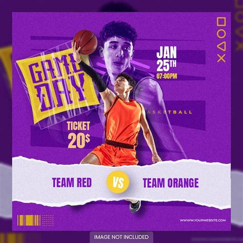Live match basketball flyer social media post template | Premium PSD
