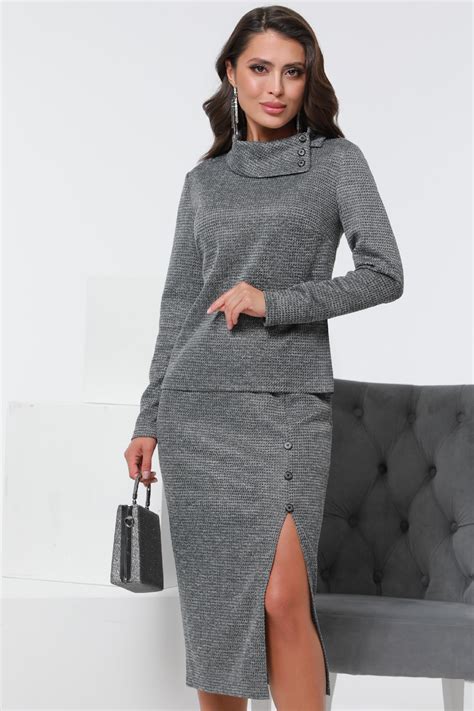 Купить Костюм трикотажный с юбкой миди по цене: 1 450 ₽ арт. К-0896 ...