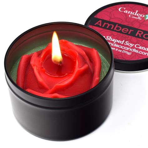 Rose Shaped Soy Candle, Amber Rose Scented, 6oz Soy Candle Tin - Etsy