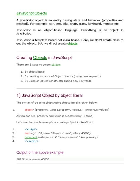 3 - final Java Script Objects - JavaScript Objects A javaScript object ...