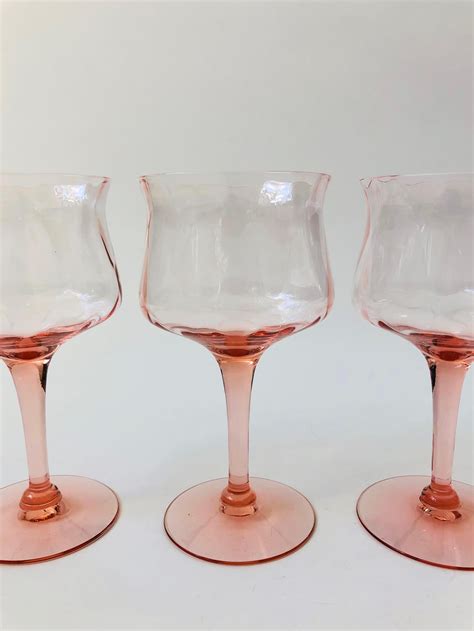 Blush Pink Wine Glasses, Set of 4 at 1stDibs | light pink wine glasses ...
