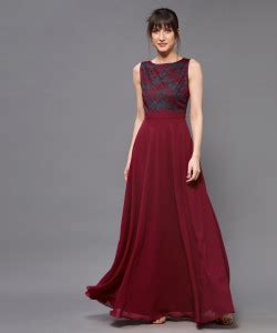 Miss Chase Women Gown Maroon Maxi/Full Length Dress - Buy Miss Chase ...