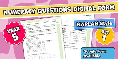 NAPLAN-Style Year 5 Numeracy Questions Digital Form - Set 1