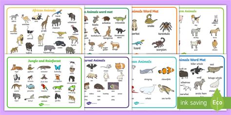 Animal Word Mats | Different Habitats | Twinkl Resources