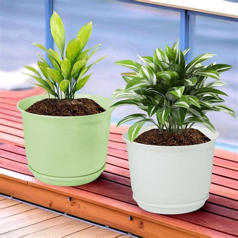 Kuber Industries Pack of 2 Flower Pot with Bottom Tray | Flower Planter ...
