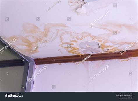 Water Damaged Ceiling Roof Brown Stain Stock Photo 2469098567 ...