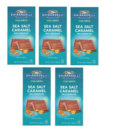 Ghirardelli Sea Salt Caramel Milk Chocolate Square Bar, Pack of 5-4.8 ...