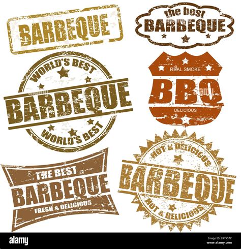 Set of grunge rubber stamps with the word barbeque written inside, vector illustration Stock ...