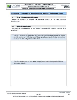 Fillable Online lacers Appendix F - Technical Requirements Bidder's ...