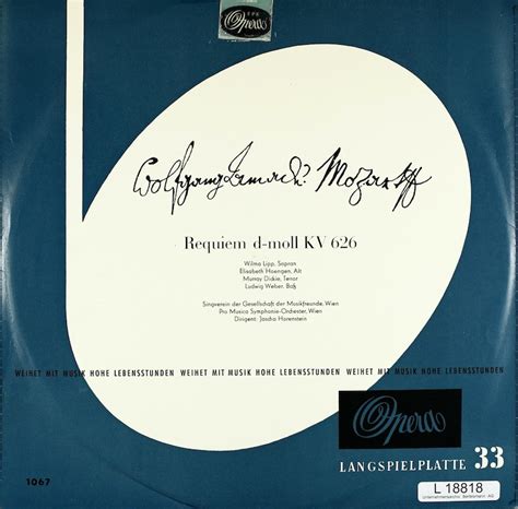 Jascha Horenstein. Pro Musica Symphonie-Orchester Wien. Mozart. Requiem ...