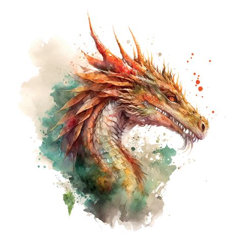 Chinese Dragon vector hand drawn watercolor illustration sketch for ...