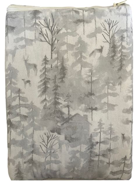 Cuddle Duds Flannel Sheet Set Gray Woodland Trees with Deer, Full Bed ...