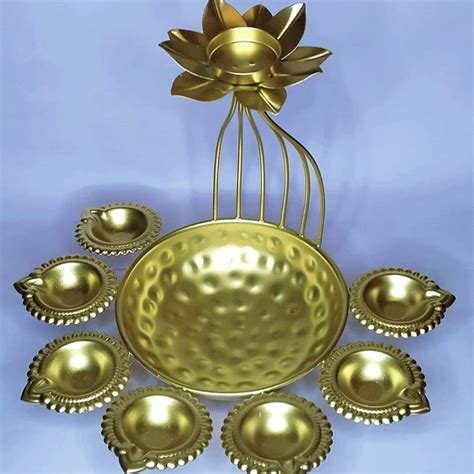 Frizka | Urli Bowl for Flowers along with Diya Set in Lotus Shape