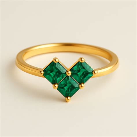 Gilded Green Heart Ring in Sterling Silver | Silky Silver