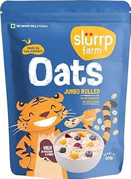 Slurrp Farm Rolled Oats, 100% Natural Wholegrain, High Protein & Fiber ...