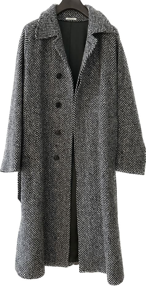 HUSBANDS Husbands Paris Harringbone Wool Tweed Belted Coat 44 | Grailed
