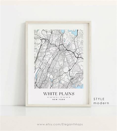 White Plains New York Map, White Plains NY Map, White Plains City Print ...