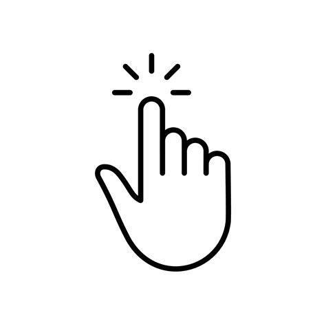 Press Gesture of Computer Mouse. Pointer Finger Black Line Icon. Cursor ...