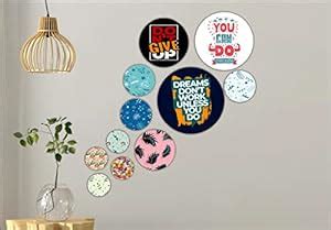 SAF paintings Set of 11 Mdf Wooden Wall Hanging Round Shaped Home Decor ...