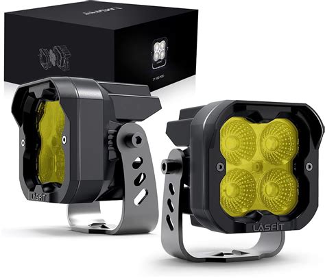 Buy LASFIT Amber LED Pods Flood Beam Light Bar 2PCS 36W TIR Optics Led ...