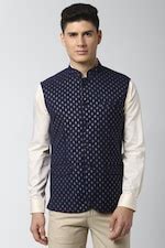 Buy Men Navy Print Nehru Jacket Online - 39565105 | Peter England
