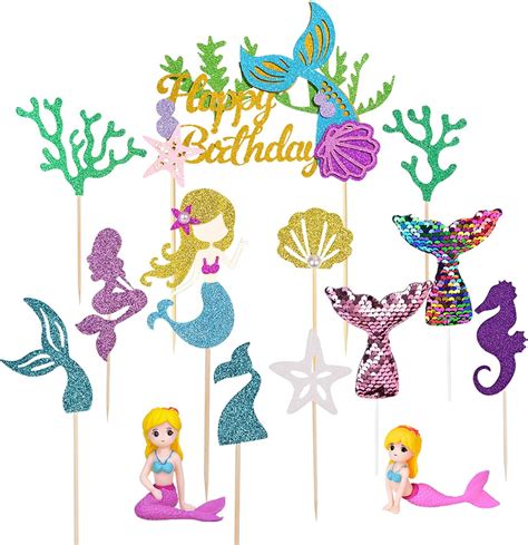 Dokuna Glitter Mermaid Cake Toppers with Figurines - India | Ubuy