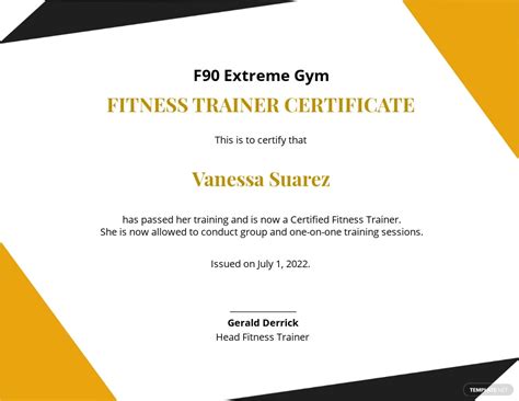 Personal Fitness Trainer Certificate Template | Template.net