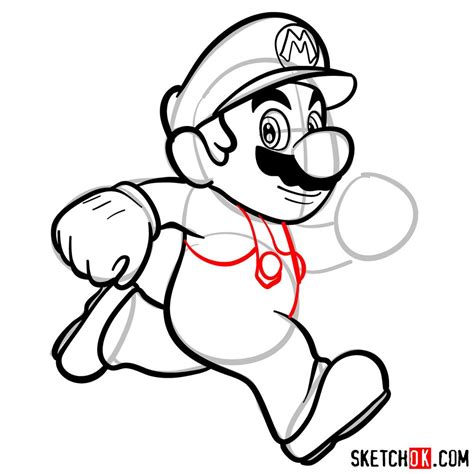 How to draw Super Mario running - Sketchok Easy Drawing Guides