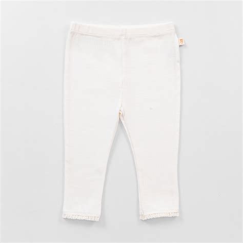 Ribbed Leggings with Lace - Ivory | Softsens – Softsens Baby Clothing