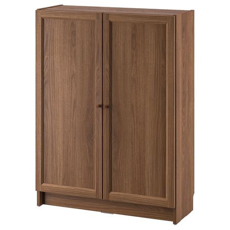 BILLY / OXBERG bookcase with doors, brown walnut effect, 80x30x106 cm ...