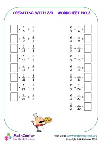 Operating with 2/3 - Worksheet No.3 | Worksheets | Math Center