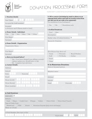 Fillable Online rmhc org DONATION PROCESSING FORM - Ronald McDonald ...