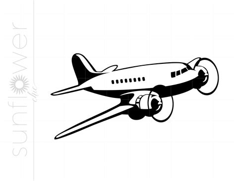 Airplane Clip Art Black And White