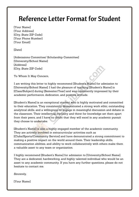 Reference letter format – Artofit