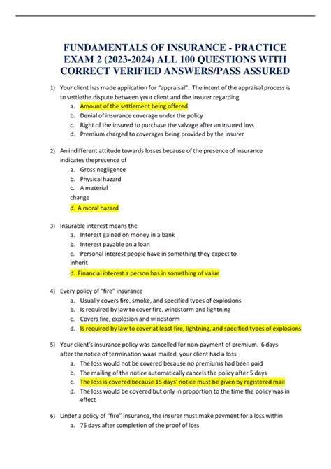 Insurance Exam Practice Test 的图像结果