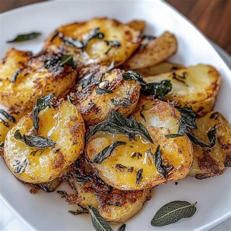 Crispy Brown Butter Sage Smashed Potatoes Recipe Ideas - Delectable Recipe