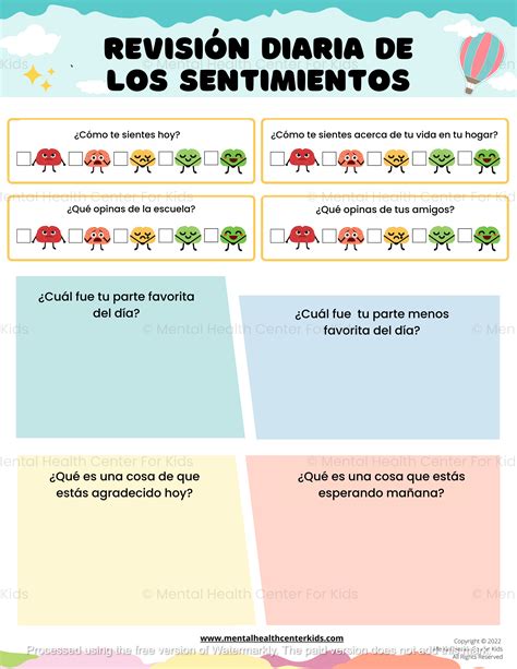 Daily Feelings Check-In Worksheet (Spanish Version) – Mental Health ...