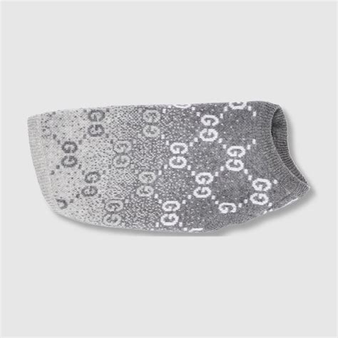 Wool jacquard pet sweater in grey and white | GUCCI® US