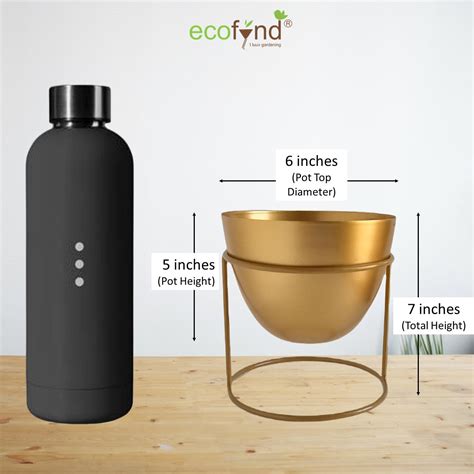 ecofynd Golden Alle Metal Plant Pot with Stand – Kreate