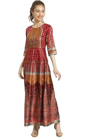Buy Juniper Women's Maroon Dull Satin Printed Anarkali Dress(Maroon XX ...