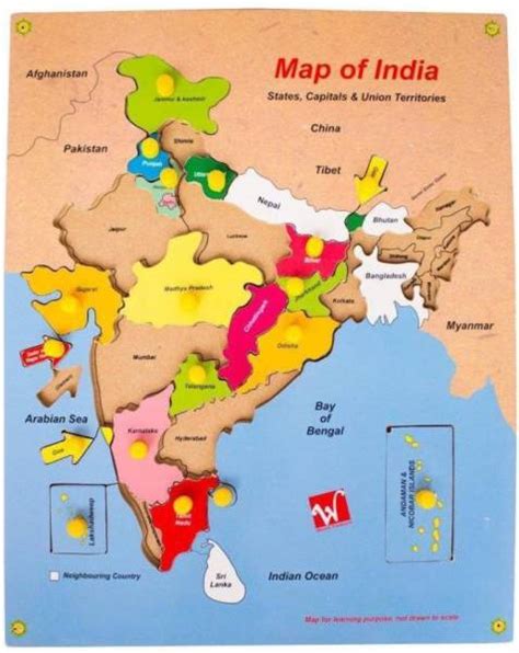 Toyvala Indian Map Wooden Knowledge Map & Learning Puzzle, Educational ...