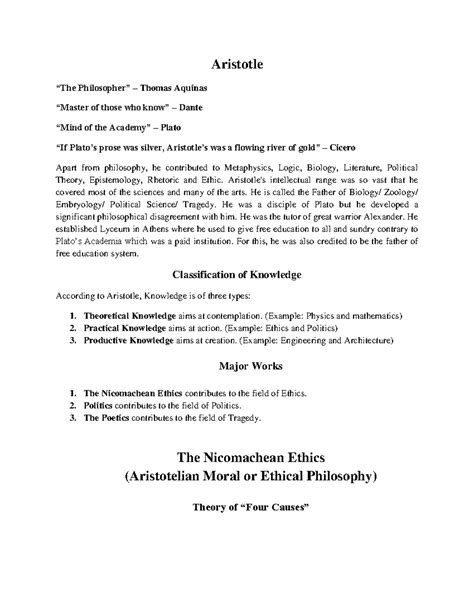 Aristotlian Moral or Ethical Philosophy - Aristotle “The Philosopher ...