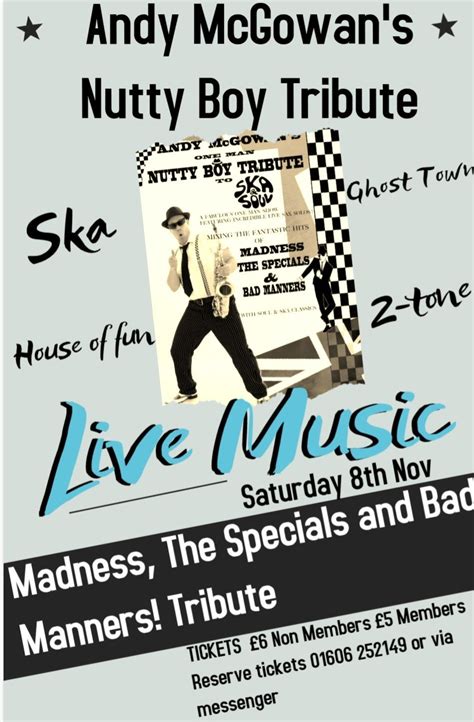 Madness. The Specials and Bad Manners Tribute, Meadow Bank Social Club ...