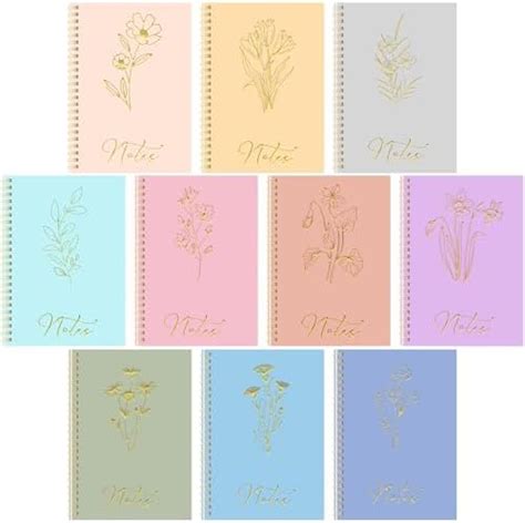 Cholemy 10 Pcs A5 Aesthetic Spiral Notebook Pastel Journals for Women ...