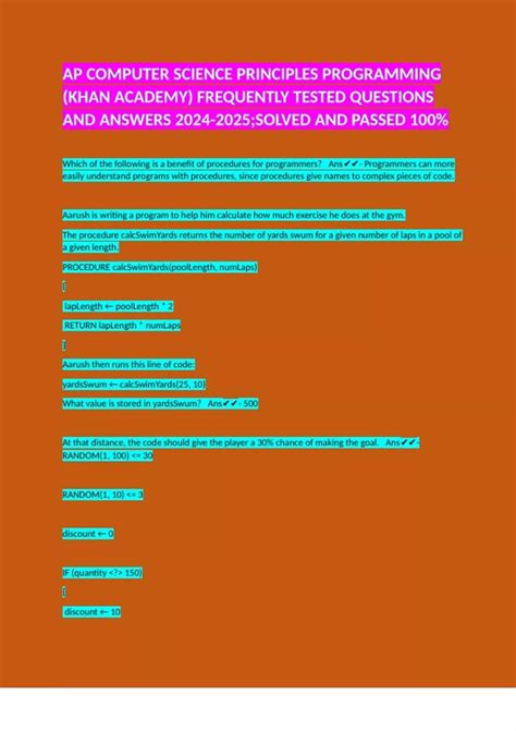 AP COMPUTER SCIENCE PRINCIPLES PROGRAMMING (KHAN ACADEMY) FREQUENTLY ...