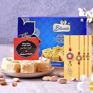 TIED RIBBONS Rakhi For Brother Wih Gift Sweets Hamper - Peacock Rakhi ...