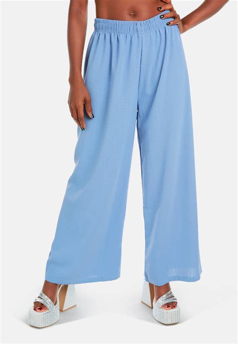 High Waisted Solid Wide Trouser Pants