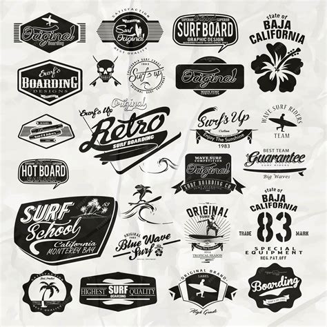 Vector surf label and print set | Premium AI-generated vector